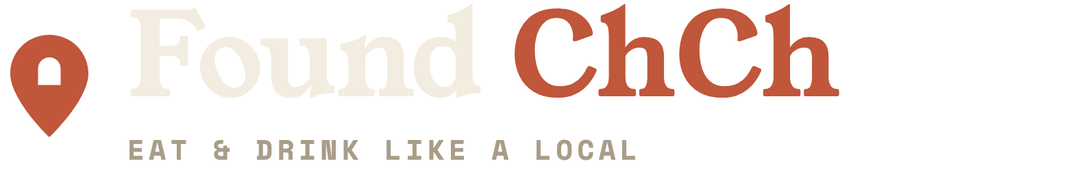 Found ChCh logo — a terracotta map pin beside the words Found ChCh, with the strapline Eat and drink like a local